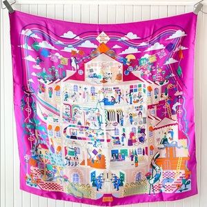 Hermès La Maison Des Carrés Silk Scarf w/ Box